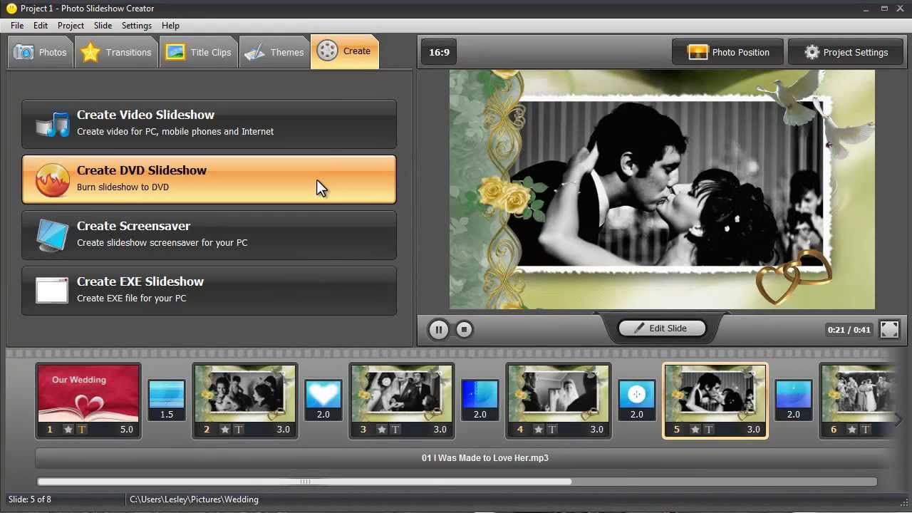 create picture slideshow with music